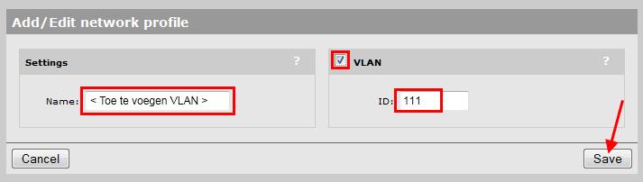 Klik op Add New Profile ; (Figuur 5, Figuur 6) Name: een beschrijvende naam voor het VLAN VLAN: aangevinkt ID: het VLAN-ID (het is mogelijk hier een range in te vullen, bijvoorbeeld