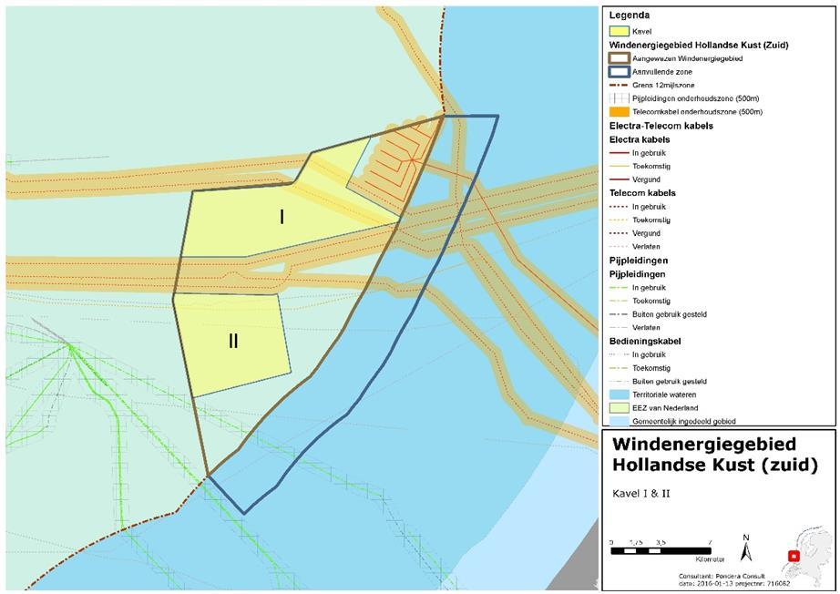 Figuur 5 Schematisch overzicht kabels- en leidingen in het gebied Hollandse Kust (zuid) 6.9.3.