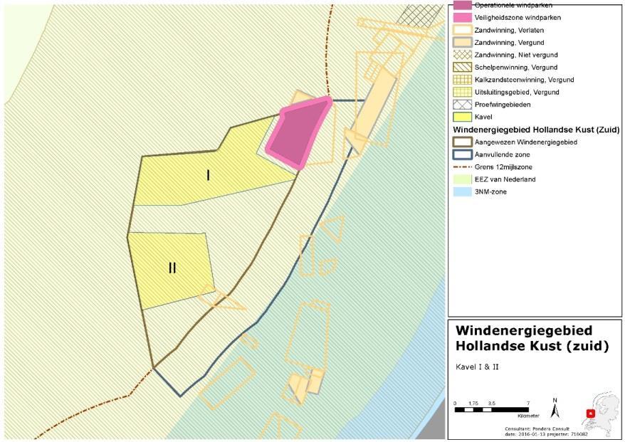 6.15.2 Gevolgen In het windenergiegebied Hollandse Kust (zuid) liggen twee verlaten gebieden voor zandwinning, waarvan één volledig onder het bestaande windpark Luchterduinen is gelegen.