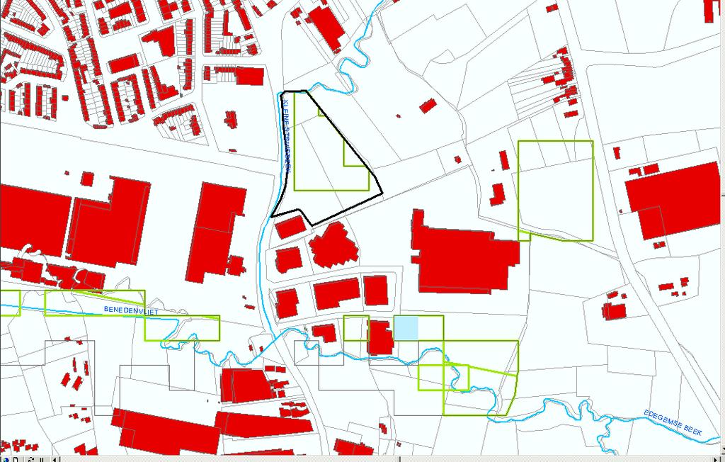 1.3 Bodemgebruik Huidige staat van ontwikkeling: Het aandachtsgebied bevindt zich in een onbebouwde zone, ten noorden van een verkaveling met bedrijven.