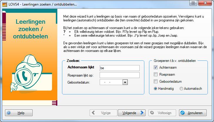 EDEX-import en de vorige versie van het Computerprogramma zagen dit als een nieuwe leerling.