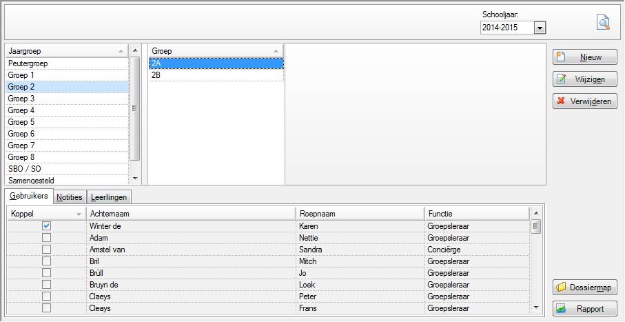 2.3 Administratie Groep Met de functie Groep administratie kunt u: een nieuwe groep in een jaargroep toevoegen of een bestaande groep