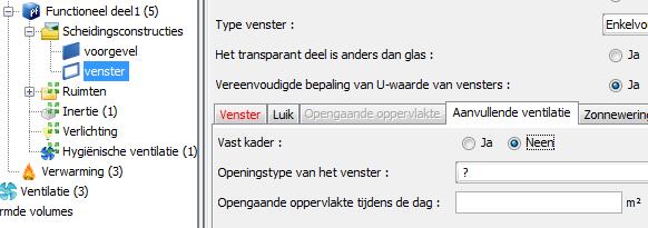 Het was echter niet mogelijk om een raam/gordijngevel in te geven dat geen opengaande oppervlakte had. Hiervoor is in de versie 8.0.