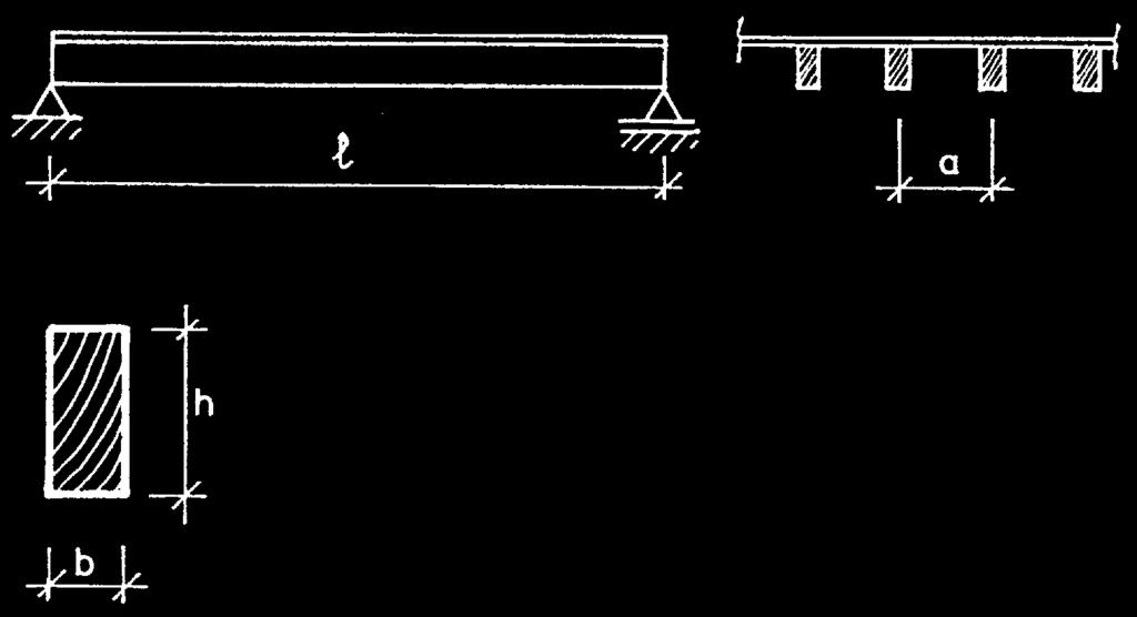 4.54 Gegeven een houten balklaag met daarover een houten vloer. De balken moeten een vloerbelasting van 4 kn/m 2 dragen. Houd verder in de berekening aan: l = 6 m, a = 06, m, b = 150 mm en h = 300 mm.