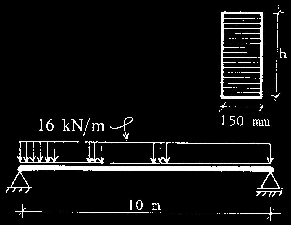 Bij de gegeven belasting mag de maximum buigspanning niet groter zijn dan 10 N/mm 2. h in mm h in mm a. 210 c. 240 b. 230 d. 260 4.