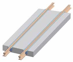 SYSTEEM 2: Een tweede systeem bestaat uit geprefabriceerde platen. Hier kan de railbevestiging op discrete of continue wijze geschieden.