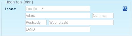 Heenreis Als eerste stap wordt de locatie waarvan de passagiers(s) opgehaald dienen te worden ingevuld. U kunt het u zelf makkelijk maken door op het vergrootglas te klikken.