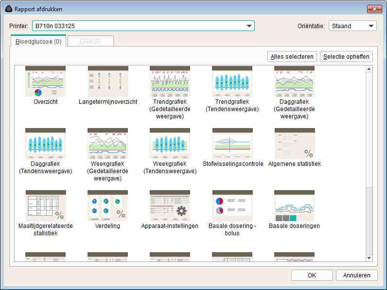 Kapitel 4, Werken met de software U drukt een rapport als volgt af: Klik op de knop.