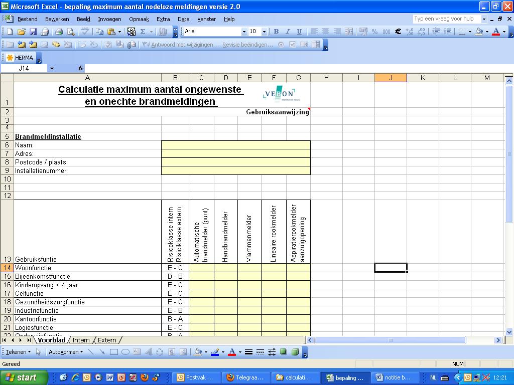 2. Gebruiksaanwijzing voor de Excel berekeningstool Na het invullen van de noodzakelijke gegevens berekent Excel automatisch het