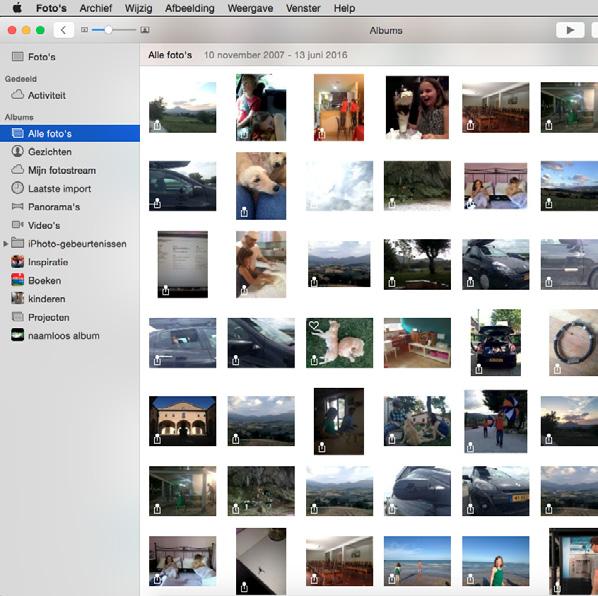 4 PROGRAMMA S OM FOTO S TE BEHEREN Voor het ordenen van foto s bestaan verschillende programma's. Zo zit bij een Apple-computer standaard het programma Foto s geleverd.
