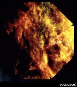 Interstellaire cirrus Opname in infrarood licht. Stof is hier direct zichtbaar.