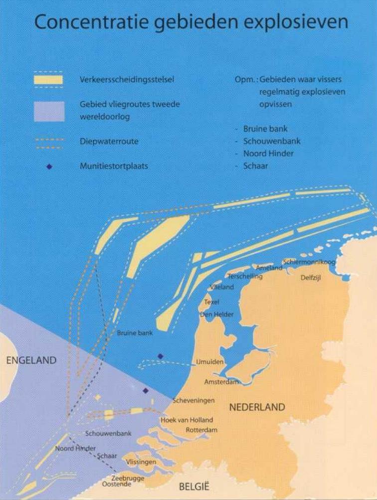 Op een andere kaart die recent is uitgegeven door de Nederlandse kustwacht is de gehele provincie Zeeland en de Noordzee tussen Zeeland en Engeland aangemerkt als gebied voor vliegroutes uit de