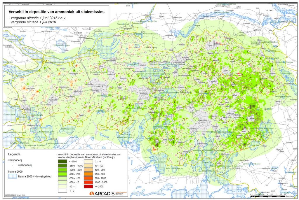 3 EFFECTEN VAN EMISSIEREDUCTIES 3.1 Methode De depositie van stikstof op Natura 2000 gebieden is berekend met OPS-Pro 2016.