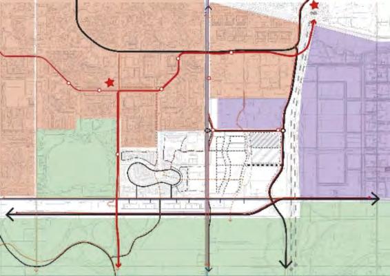 sportvoorzieningen in de Zuidrand. Het kunnen benutten van deze routes door fietsers vanuit de nieuwe woongebieden is uitgangspunt.