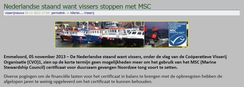 Voorbeeld: informatie voor MSC -