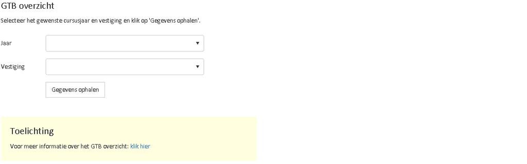 Hoofdstuk 4 Controleren GTB voor het (v)so (cluster 1, 2, 3 en 4) Het controleren van het GTB-overzicht voor een school of instelling voor het (voortgezet) speciaal onderwijs bestaat uit de volgende