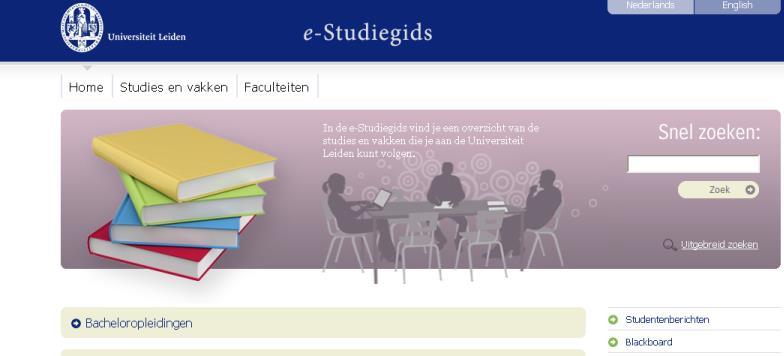 Omgaan met de e-studiegids Klik op e-studiegids op FSW-website - Vul