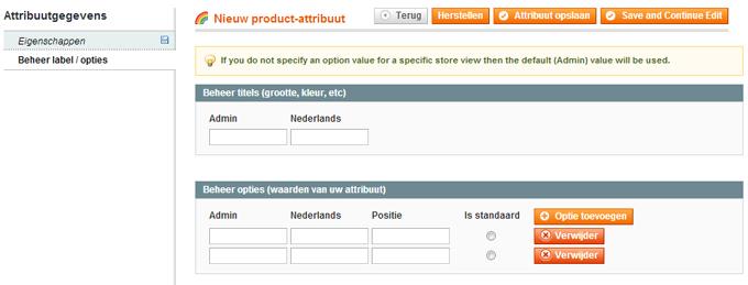 Notitie: Als uw webshop met meerdere talen werkt moet u het attribuut toevoegen in meerdere talen.