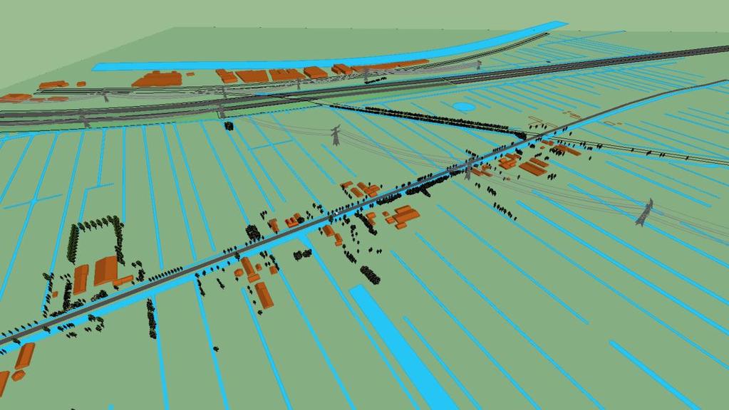 Afbeelding 5 Visualisatie bestaande situatie (vogelvlucht, kijkend in de richting van Kortrijk, de A2 en de spoorlijn) De in dit hoofdstuk opgenomen visualisaties tonen het station zonder