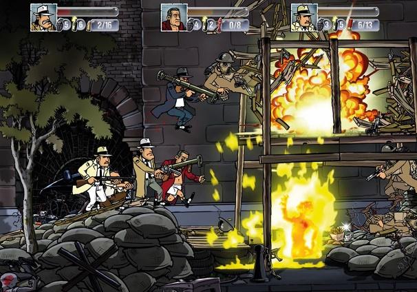 GUNS, GORE AND CANNOLI Guns, Gore & Cannoli is een 2D side scrolling arcade spel. Het verhaal speelt zich af tijdens de drooglegging in de jaren '20 van de vorige eeuw.