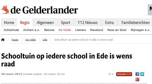 Voorbeelden uit Gelderland: Schooltuinen & Voedseleducatie Ede Faciliteren dat het in 2020 voor elk kind in Ede mogelijk is om minstens een