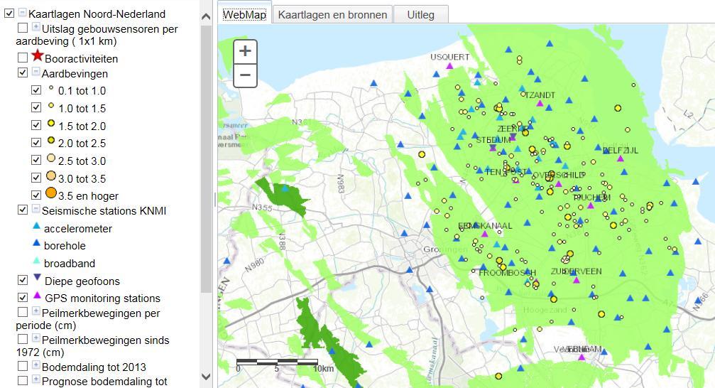 Locaties van huidige meetpunten (accelerosensoren of geofoons) In de navolgende afbeelding 6.