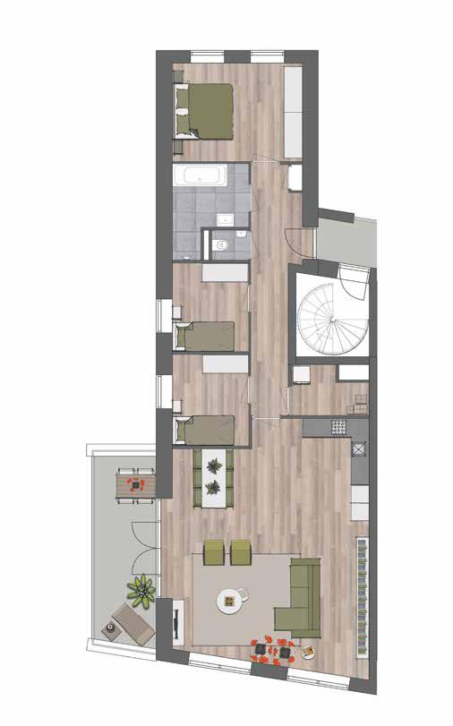 4265 mm N W O Z 18 19 APPARTEMENT TYPE A BOUWNUMMER: 19 EN 27 Groots wonen in dit royale vierkamerappartement: vierkamerappartement op de 3e of 4e verdieping woonoppervlakte 103 m 2 groot balkon op