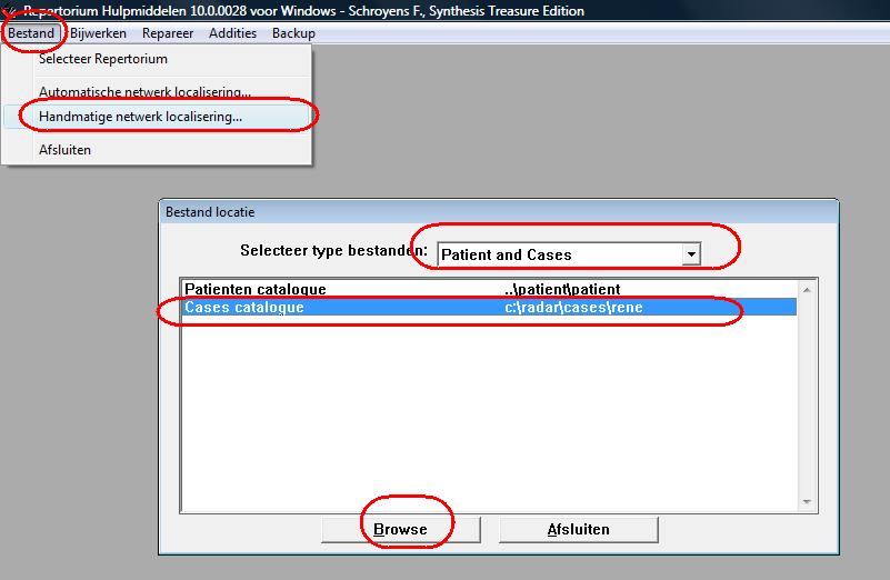 Selecteer dan de groep, bijvoorbeeld: PATIËNT and CASES Geef dan de locatie van de opgeslagen Klemborden (Cases) op: CASES CATALOQUE Opmerking: de Patiënt catalogus is niet nodig, dit is voor een