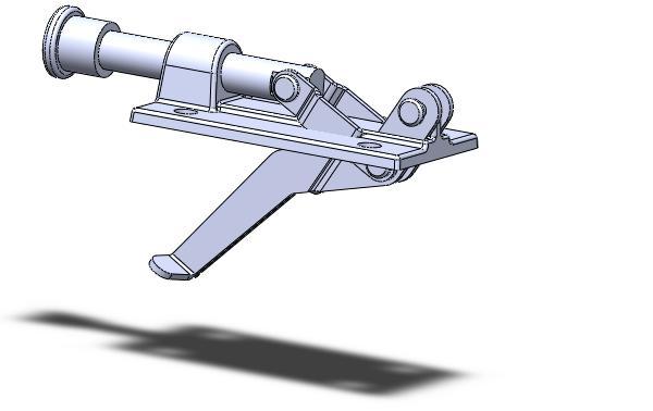 5. Klik op OK. Controle van het model De arm van de pen kan nu helemaal rond draaien, waarbij die door het materiaal heen gaat.