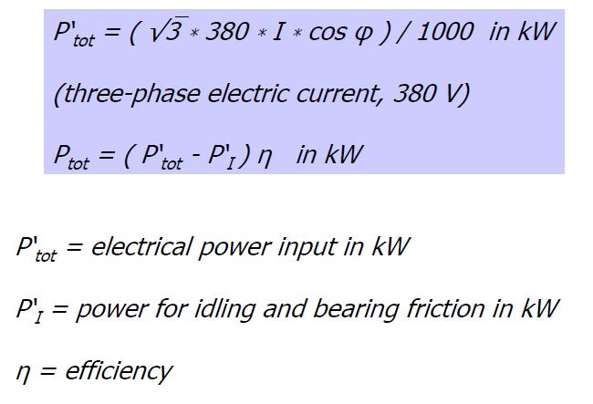 M: doorvoorsnelheid (t/h) Figuur 18: berekening van Ptot P tot : elektrisch vermogen in