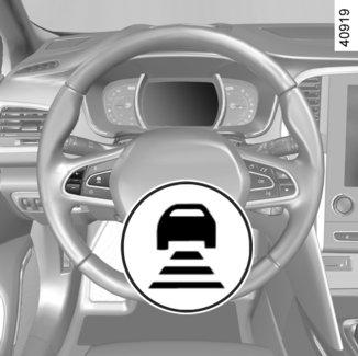ADAPTIVE CRUISE CONTROL (3/7) Het rijden Als een snelheid in het geheugen is vastgelegd en de regeling ingeschakeld is, kunt u uw voet van het gaspedaal nemen.