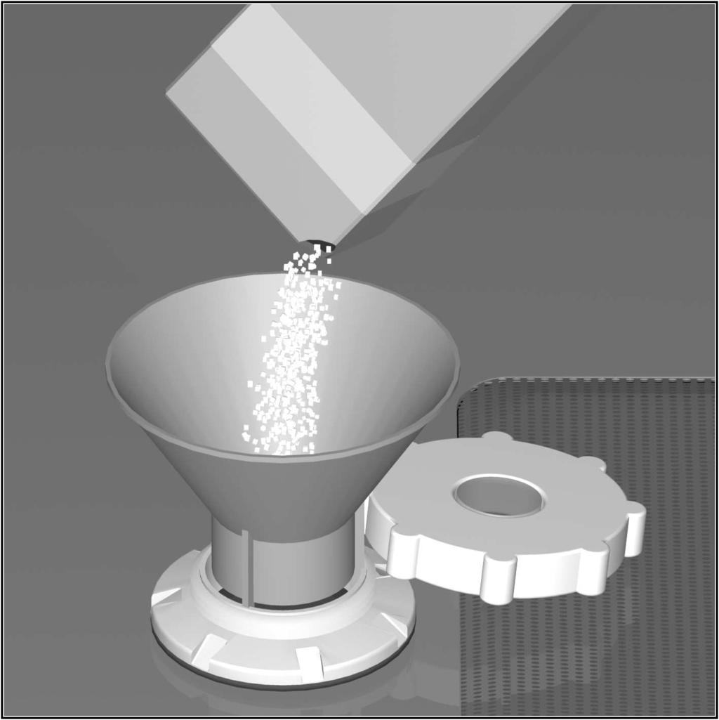 Onthardingszout toevoegen Werking van het zout Tijdens het afwassen wordt het zout automatisch uit het zoutreservoir in de wateronthardingsinstallatie gespoeld waar de kalk wordt opgelost.