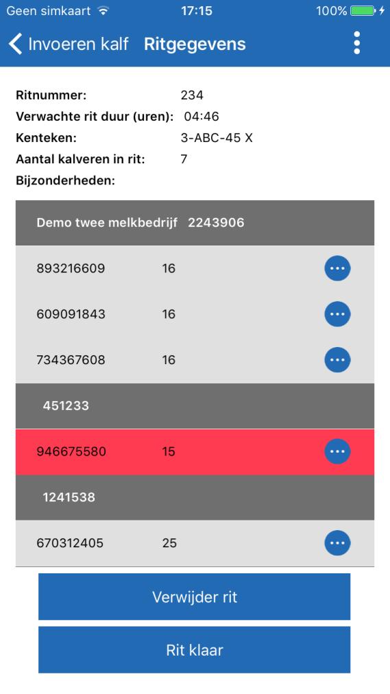 Als er een Ongeschikt kalf in de rit zit wordt dat duidelijk aangegeven.