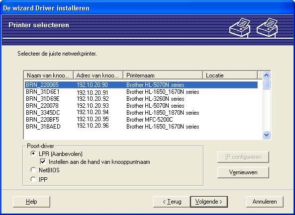 De Wizard driver installeren (voor Windows ) Op een netwerk gedeelde printer 7 Het apparaat is aangesloten op een netwerk en voor het beheren van afdruktaken wordt een centrale wachtrij gebruikt.