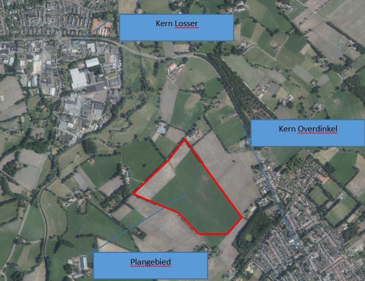 1.2 Ligging en begrenzing plangebied Het plangebied waarbinnen de zonnepanelen worden gesitueerd is circa 25 hectare groot, en gelegen tussen de kernen Losser en Overdinkel (zie figuur 1 voor een