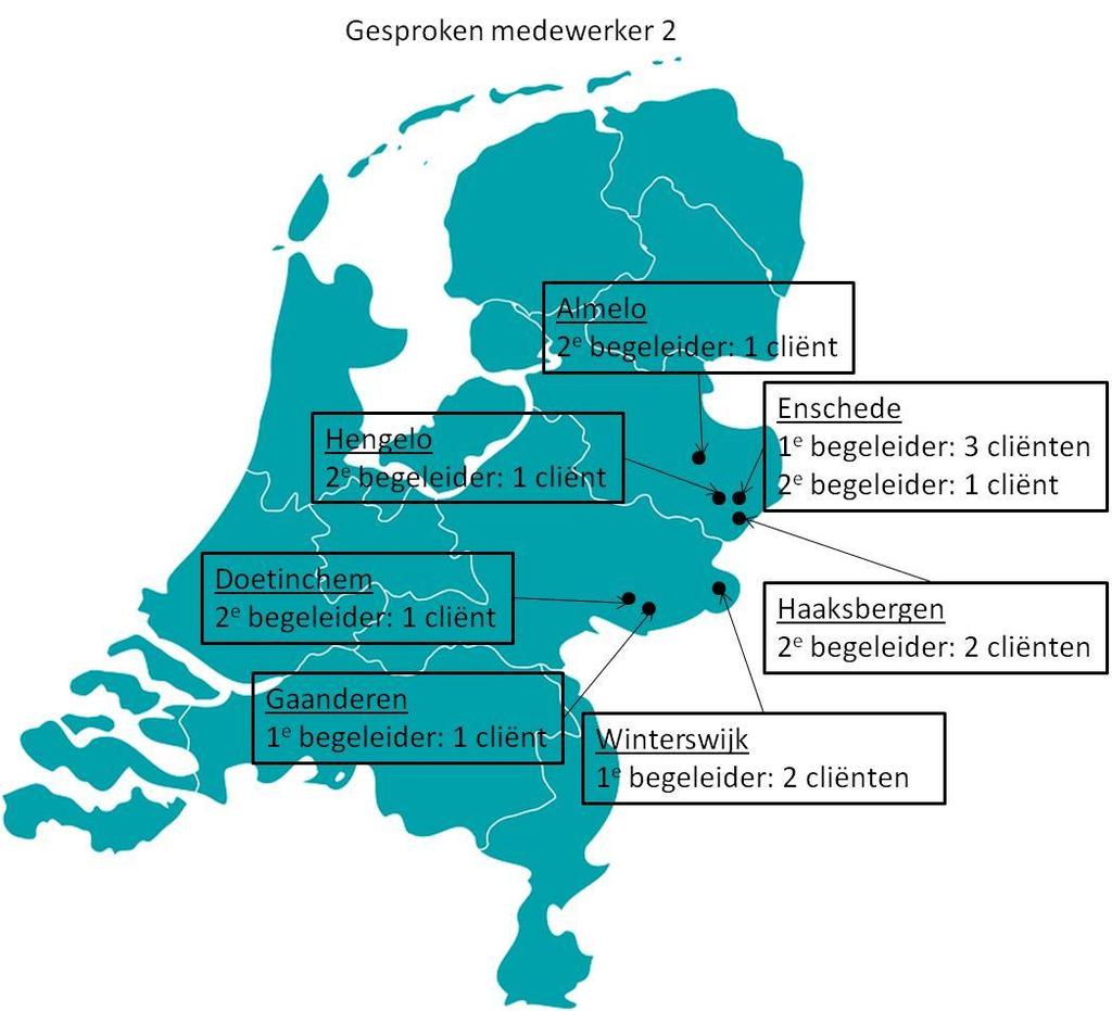 Bijlage 4 Spreiding cliënten van gesproken medewerkers Ter illustratie van de personele inzet is op de volgende kaarten de spreiding van het werkgebied van