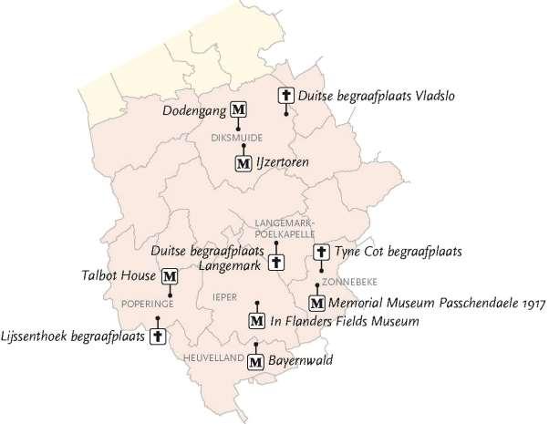 Kaart 1 Ligging van de 10 onderzoeksites in de