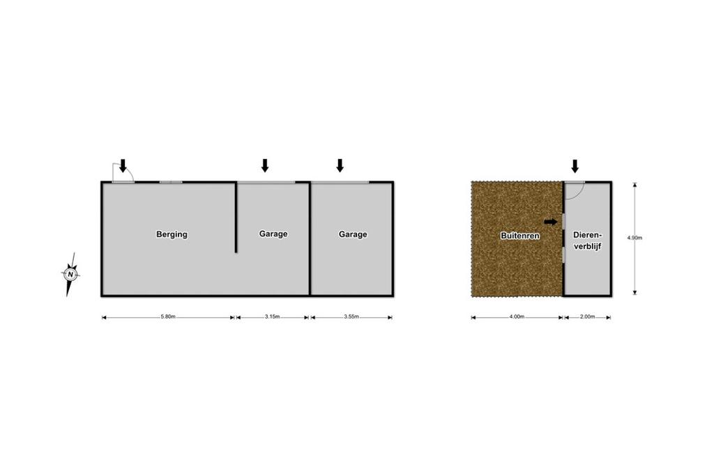 Plattegrond: Berging/garage 2D Plattegrond: Schuur 2D *De