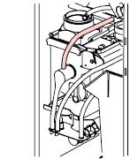 Houd de stelbout (2.) vast en draai de borgmoer (1.) los. Draai de stelbout naar boven als er koffieresidu in de brewerkamer achterblijft.