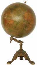 1300. Globe. Antieke globe op messing voet.