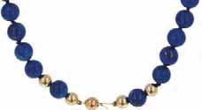 606. Antiek collier geelgoud, lapis lazuli - 14 kt. Originele draad - lapis lazuli diameter ca. 8 mm). L: ca. 55 cm.