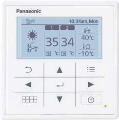 installatie: Geen buffertank nodig "exclusief van Panasonic", ongeacht het systeem (vloerverwarming of radiatoren) Model standaard geïnstalleerd met set voor 2 zones Besturing via aanraakfuncties met