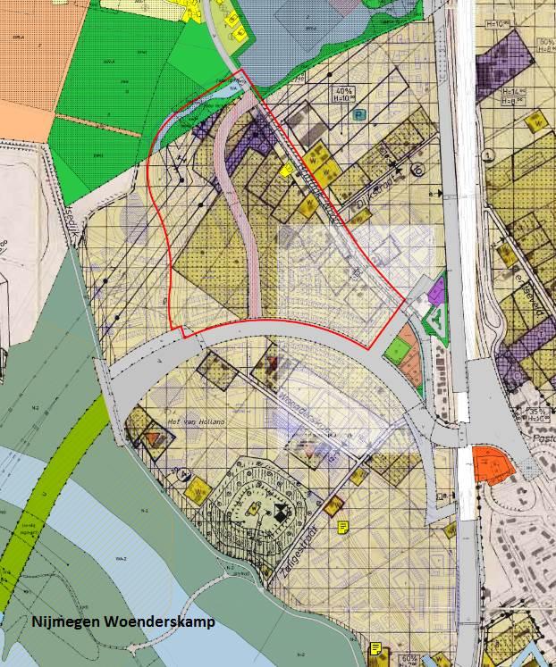 Afbeelding: overzicht vigerende bestemmingsplannen in plangebied Daarnaast geldt voor het plangebied het bestemmingsplan Buitengebied Dorp Lent -36( HOV-Woenderskamp).
