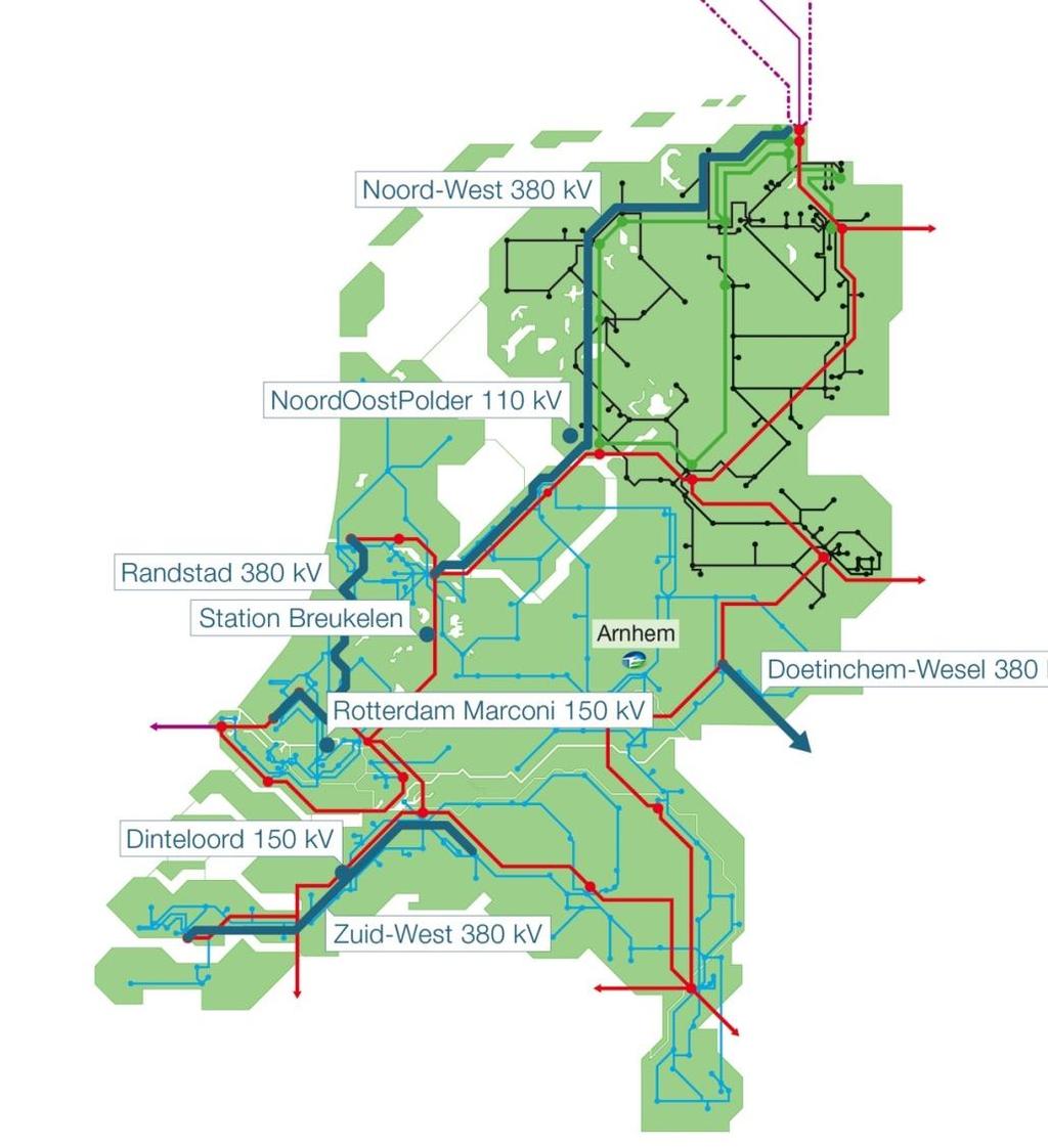 Landelijk hoogspanningsnet TenneT is landelijk beheerder van de