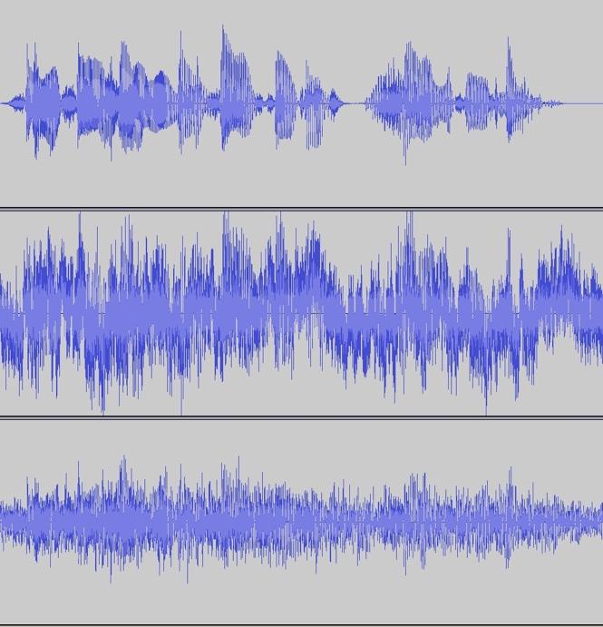 Kijk eens in het bijgaande plaatje. De bovenste waveform, is een grafische weergave van de zin Flink veel zon bij 15 tot 17 graden.