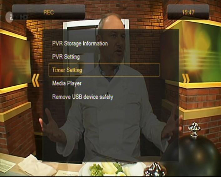 15.2 PVR - Instellingen In dit submenu kunt u uw voorkeuren voor de opnamen op de externe USB-schijf instellen. Op de eerste regel kan u de TimeShift-functie in- of uitschakelen.