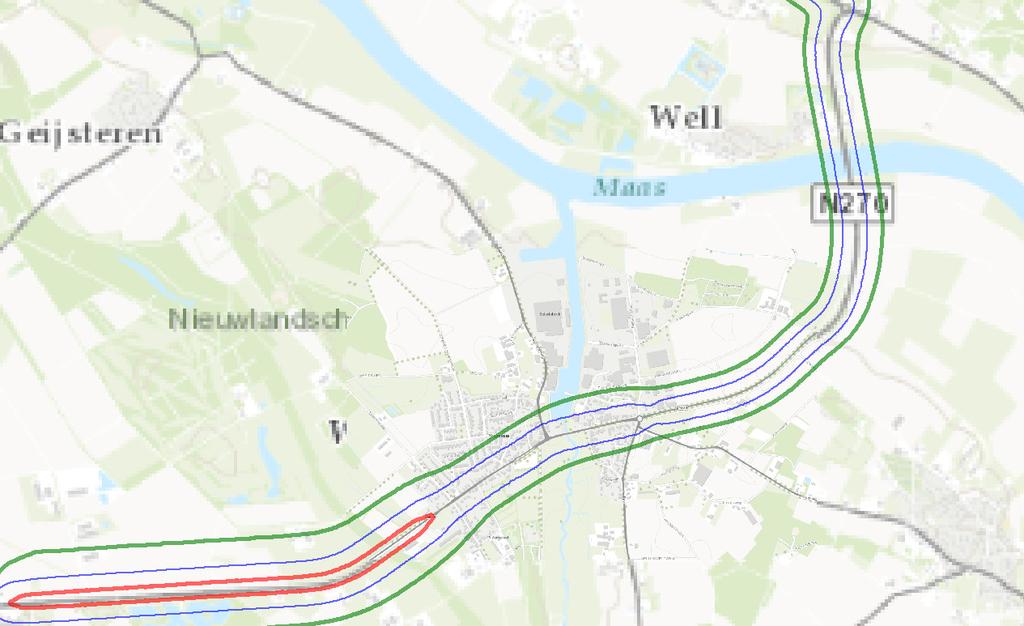 overgangspunt Figuur 12: Plaatsgebonden risicocontouren huidige situatie Autonome situatie Onderstaande figuur geeft de plaatsgebonden risicocontouren weer van de autonome situatie.