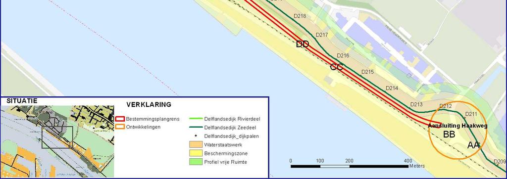 De aansluiting moet worden ingepast tussen de dijk en het station Hoek van Holland Haven.