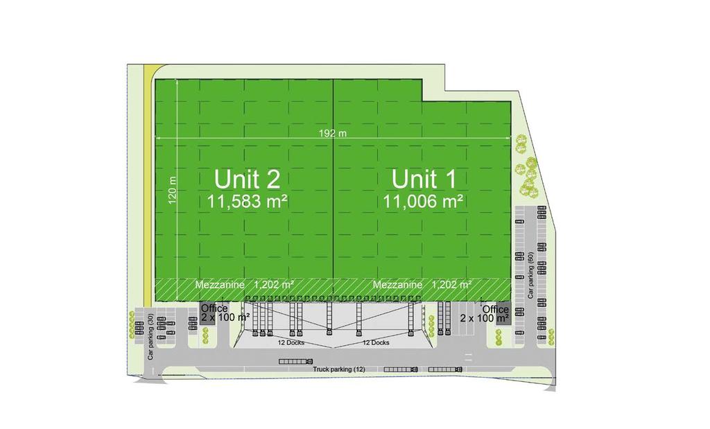 sprinkler system + + Optional mezzanine + + Flooring evenness within the 5 mm / 2 m rule (Belgium Building Research Institute - + WTCB TV 204) + +