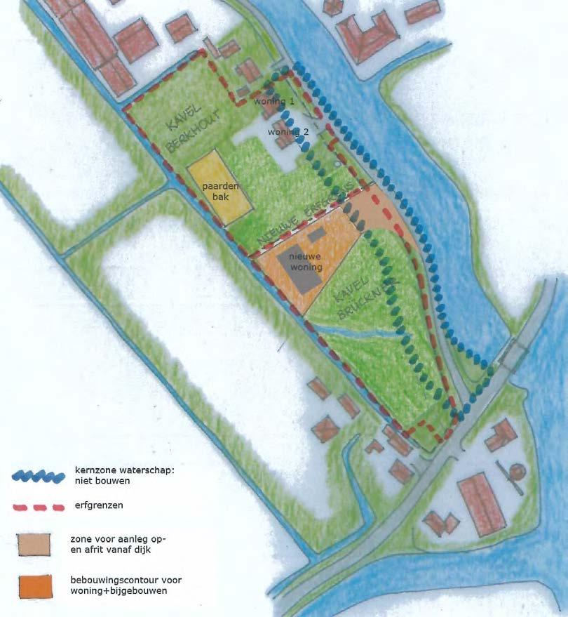 Toekomstige situatie In de gewenste eindsituatie zal het perceel met de glasopstanden afgesplitst worden van het perceel met de twee bestaande woningen.